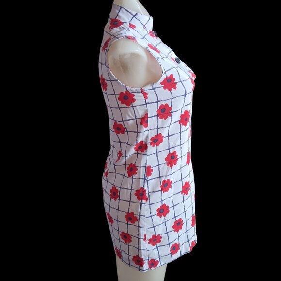 True Vintage Women's Small XS Top Frock Mandarin Collar Sears 1970's Mod Mom - Picture 5 of 8